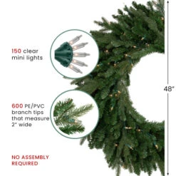 Northlight Real Touch™ Pre-Lit Grande Spruce Artificial Christmas Wreath - 48" - Clear Lights -Christmas Decor Sale northlight v94175 thumbnail nov9 2023 99158.1700154055