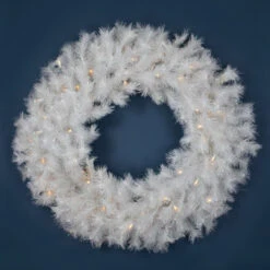 Northlight Pre-Lit White Alaskan Pine Artificial Christmas Wreath, 36-Inch, Warm White LED Lights -Christmas Decor Sale northlight v94182 white20floor20 1 45141.1707418291