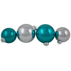 Northlight 72ct Turquoise Blue And Silver 2-Finish Glass Christmas Ball Ornaments 4" (100mm) -Christmas Decor Sale northlight wy15218 002 12973.1700327067