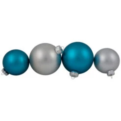 Northlight 72ct Turquoise Blue And Silver 2-Finish Glass Christmas Ball Ornaments 4" (100mm) -Christmas Decor Sale northlight wy15218 003 04256.1700327066