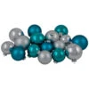 Northlight 72ct Turquoise Blue And Silver 2-Finish Glass Christmas Ball Ornaments 4" (100mm) -Christmas Decor Sale northlight wy15218 01 09478.1700327067