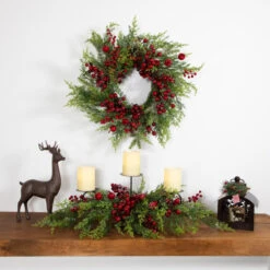 Northlight Frosted Berry And Crabapple Artificial Cedar And Pine Christmas Wreath - 24" - Unlit -Christmas Decor Sale northlight yk959722c20yk95973 styled 01 89807.1709061159