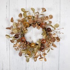 Northlight Ball Ornament Glittered Artificial Christmas Wreath - 24" - Gold And Copper Tone 13 Northlight Ball Ornament Glittered Artificial Christmas Wreath - 24" - Gold And Copper Tone -Christmas Decor Sale northlight yk95986 styled floor 82134.1722387413