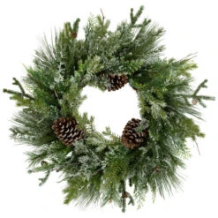 Northlight Frosted Mixed Pine And Cedar Artificial Christmas Wreath - 28" - Unlit