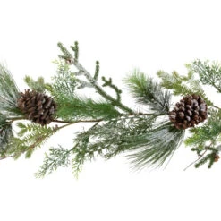 Frosted Mixed Pine And Cedar With Pinecones Artificial Christmas Garland - 5' X 10" - Unlit -Christmas Decor Sale northlight yk95996 02 68679.1722387420
