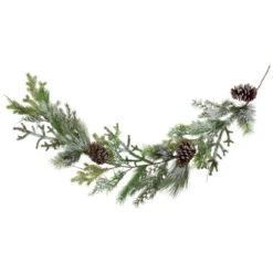 Frosted Mixed Pine And Cedar With Pinecones Artificial Christmas Garland - 5' X 10" - Unlit -Christmas Decor Sale northlight yk95996 05 92673.1722387421