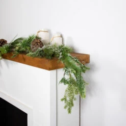 Frosted Mixed Pine And Cedar With Pinecones Artificial Christmas Garland - 5' X 10" - Unlit -Christmas Decor Sale northlight yk95996 styled 03 08239.1722387421
