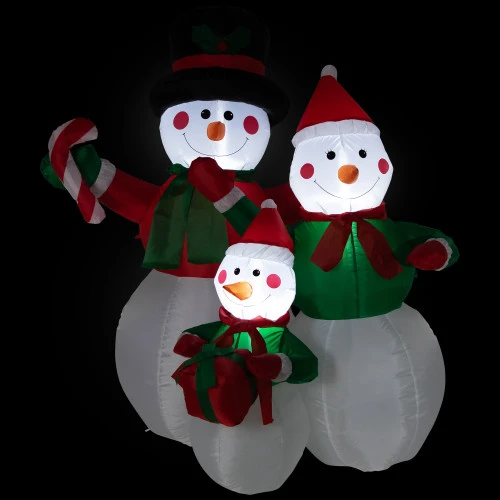 Northlight Inflatable Lighted Snowman Family Christmas Yard Art Decoration - 4' 4 Northlight Inflatable Lighted Snowman Family Christmas Yard Art Decoration - 4' - Image 2