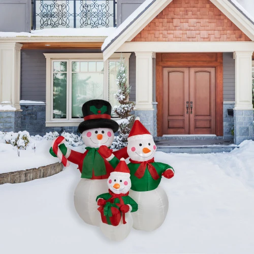 Northlight Inflatable Lighted Snowman Family Christmas Yard Art Decoration - 4' 5 Northlight Inflatable Lighted Snowman Family Christmas Yard Art Decoration - 4' - Image 3