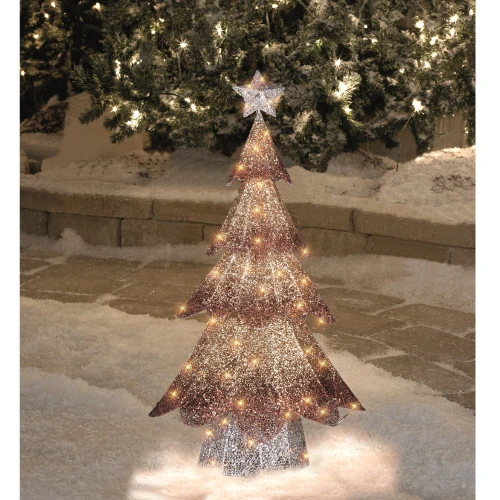 Northlight LED Lighted Mesh Christmas Tree Outdoor Decoration - 46" - Bronze Gold Finish 5 Northlight LED Lighted Mesh Christmas Tree Outdoor Decoration - 46" - Bronze Gold Finish - Image 3
