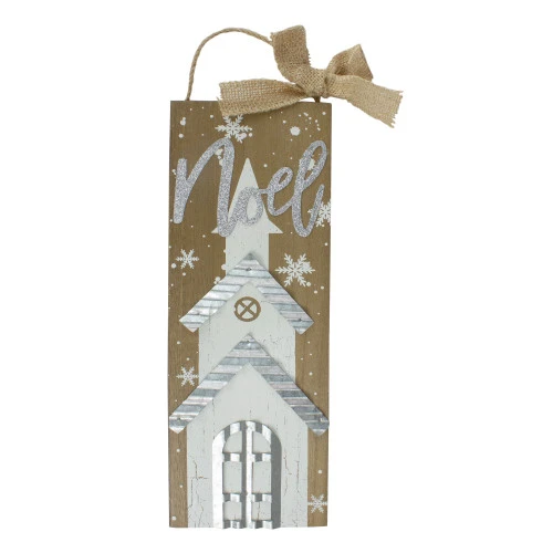 Northlight 12.5 White Church And Snowflakes With Metal Noel Wooden Christmas Wall Decoration 3 Northlight 12.5 White Church And Snowflakes With Metal Noel Wooden Christmas Wall Decoration