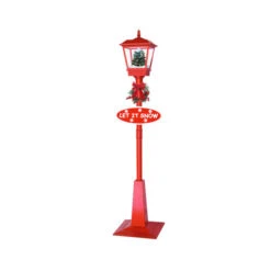 Northlight 70.75" Musical Red Holiday Street Lamp With Christmas Tree Snowfall Lantern -Christmas Decor Sale northlight20r01733 3 17154.1677320469
