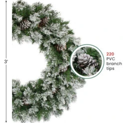 Northlight Snowy Flocked Angel Pine With Pine Cones Artificial Christmas Wreath - 36" - Unlit -Christmas Decor Sale northlight20v03982 info 65879.1692025708