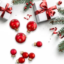 Northlight 16-Piece Set Of Assorted Red Glass Christmas Ball Ornaments With Tree Topper -Christmas Decor Sale northlight20wy88902 04605.1637152150