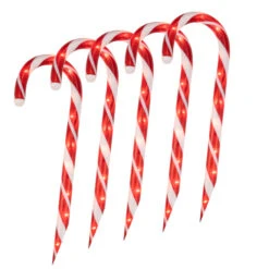 Lighted Candy Cane Outdoor Christmas Pathway Markers - 13.5' White Wire - Set Of 10