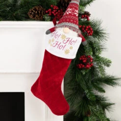 Northlight 19" Quilted Red Velvet HO! HO! HO! Embroidered Christmas Stocking -Christmas Decor Sale northlight 530127go styled 85022.1680694187