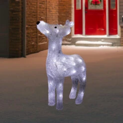 Northlight LED Lighted Commercial Grade Acrylic Reindeer Outdoor Christmas Decoration - 15" - Pure White Lights -Christmas Decor Sale northlight a85639 styled 03731.1698958402