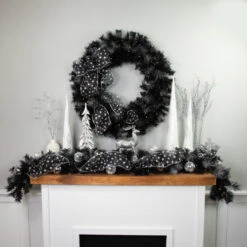 Northlight Pre-Lit Battery Operated Black Bristle Christmas Wreath - 36" - Warm White LED Lights -Christmas Decor Sale northlight b835362c20b83534 styled 65679.1684501509