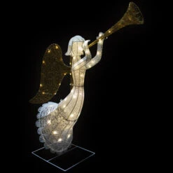 Northlight Lighted Glittered Trumpeting Angel Outdoor Christmas Decoration - 48" - Clear Lights -Christmas Decor Sale northlight ct2058 397w 066 on20black201 95867.1696436032