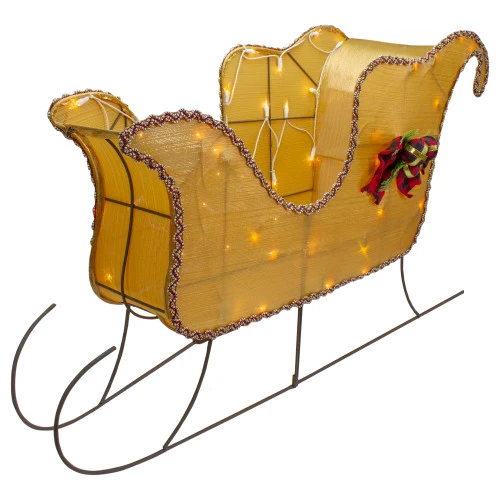 Lighted Shiny Sleigh Outdoor Christmas Decoration - 36" - Gold - Clear Lights 4 Lighted Shiny Sleigh Outdoor Christmas Decoration - 36" - Gold - Clear Lights - Image 2