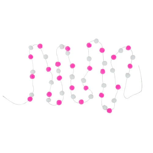 Northlight 9' Pink And White Plush Snowball Christmas Garland 5 Northlight 9' Pink And White Plush Snowball Christmas Garland - Image 3