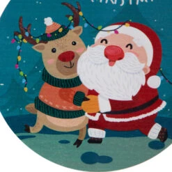 Northlight 8" Santa And Reindeer "Merry Christmas" Disc Ornament -Christmas Decor Sale northlight df94801 3 46386.1693409626