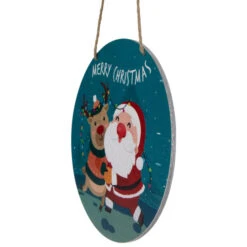 Northlight 8" Santa And Reindeer "Merry Christmas" Disc Ornament -Christmas Decor Sale northlight df94801 4 72712.1693409625