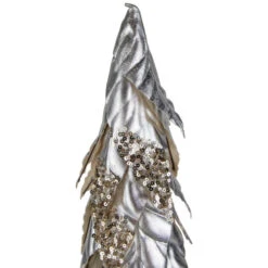 Northlight Sequined Layered Leaves Christmas Cone Tree - 20" - Platinum And Champagne Finish -Christmas Decor Sale northlight df94820 3 26750.1693409621