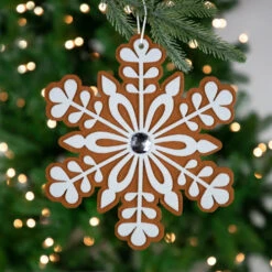 Northlight 10" Gingerbread And White Snowflake Christmas Ornament - 10" 8 Northlight 10" Gingerbread And White Snowflake Christmas Ornament - 10" -Christmas Decor Sale northlight df94829 styled 90131.1693409620
