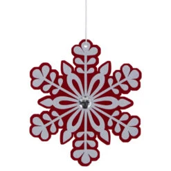 Avon 10" Red And White Snowflake Christmas Ornament With Gem