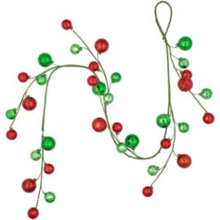 4' X 6" Green And Red Ball Ornament Christmas Garland, Unlit