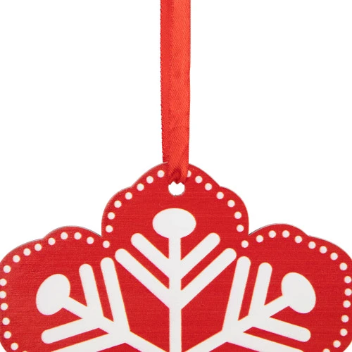 Northlight 6" Red And White Snowflake Wooden Christmas Ornament 5 Northlight 6" Red And White Snowflake Wooden Christmas Ornament - Image 3