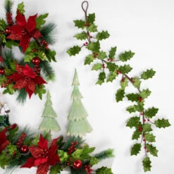 Northlight Glittered Holly With Berry Christmas Garland - 3.5' X 9" - Unlit -Christmas Decor Sale northlight df94862 styled 28810.1693409627