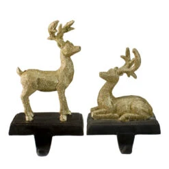 Northlight Reindeer Glittered Christmas Stocking Holders - 8.5" - Gold - Set Of 2