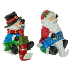 Northlight Santa "Noel" And Snowman "Joy" Glitter Christmas Stocking Holders - 5" - Set Of 2 -Christmas Decor Sale northlight dw15129 2 new 08685.1665610741