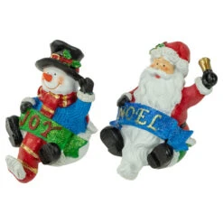 Northlight Santa "Noel" And Snowman "Joy" Glitter Christmas Stocking Holders - 5" - Set Of 2 -Christmas Decor Sale northlight dw15129 3 new 54965.1665610741