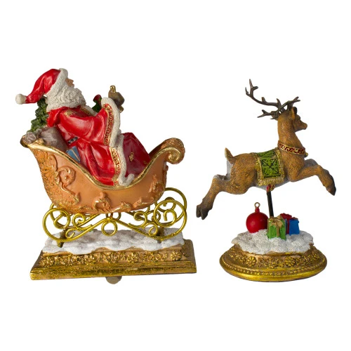 Northlight Santa And Reindeer Glittered Christmas Stocking Holders - 9.5” - Gold - Set Of 2 6 Northlight Santa And Reindeer Glittered Christmas Stocking Holders - 9.5” - Gold - Set Of 2 - Image 4