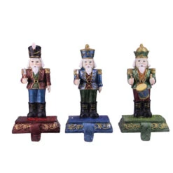 Northlight Glittered Nutcracker Stocking Holders - 7.75" - Blue, Red And Green - Set Of 3