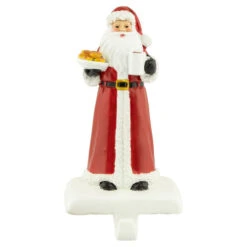 Northlight 7" Santa With Cookies And Hot Cocoa Christmas Stocking Holder