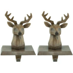 Northlight Set Of 2 Brown Reindeer Head Christmas Stocking Holders 5.75"