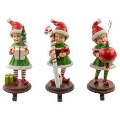 Northlight Standing Christmas Elves Stocking Holders - 8.5" - Set Of 3