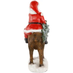 Santa Claus On A Reindeer Holding A Frosted Pine Tree Christmas Figurine - 8.25" -Christmas Decor Sale northlight dw94652 04 04212.1694101353
