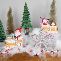 Santa And Snowman On Gingerbread Train Car Christmas Figurines - 6.75" - Set Of 2 -Christmas Decor Sale northlight dw994112c20dw94647 styled 27186.1694101355