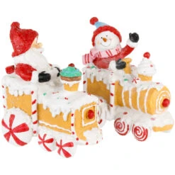 Santa And Snowman On Gingerbread Train Car Christmas Figurines - 6.75" - Set Of 2 -Christmas Decor Sale northlight dw99411 02 78213.1694101354
