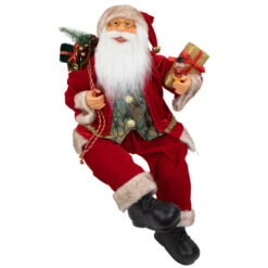 Northlight 24" Sitting Santa Claus With Gift Bag And Presents Christmas Figure