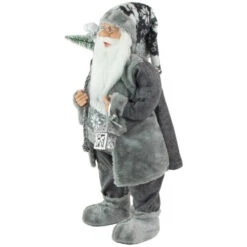 Northlight 24" Gray And White Santa Claus With Lantern Christmas Figure -Christmas Decor Sale northlight e85385 3 61124.1664466982