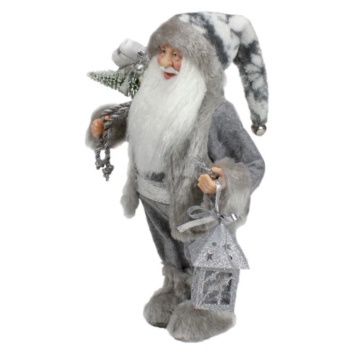 Northlight Faux Fur Standing Santa Claus Christmas Figurine With Bag And Lantern - 12" 5 Northlight Faux Fur Standing Santa Claus Christmas Figurine With Bag And Lantern - 12" - Image 3