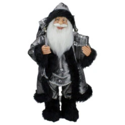 Northlight 24" Silver And Black Santa Claus With Gifts Christmas Figure