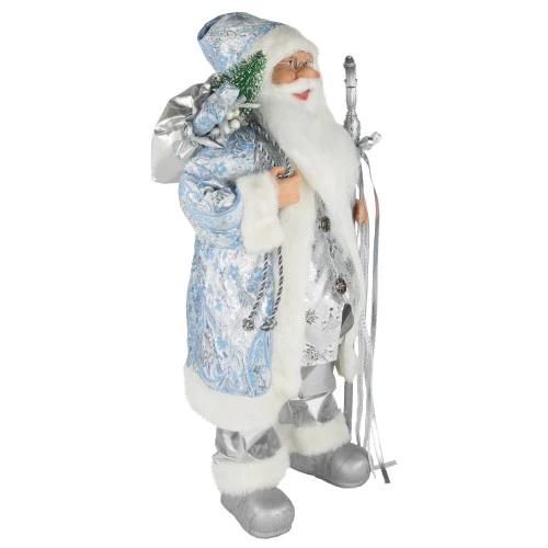 Northlight 24" Blue And Silver Ice Palace Santa Claus With Staff And Bag Christmas Figure 5 Northlight 24" Blue And Silver Ice Palace Santa Claus With Staff And Bag Christmas Figure - Image 3