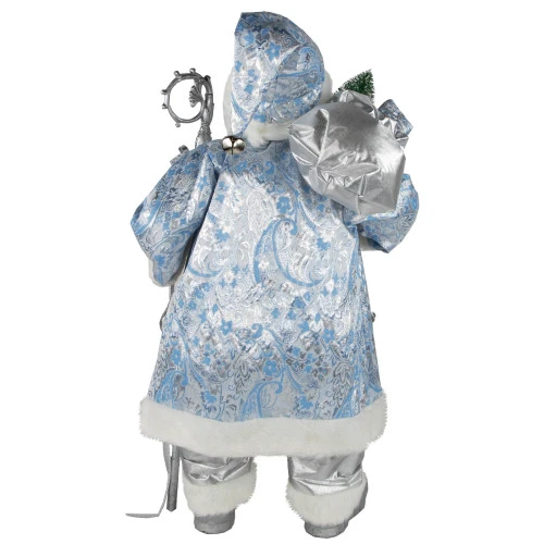 Northlight 24" Blue And Silver Ice Palace Santa Claus With Staff And Bag Christmas Figure 7 Northlight 24" Blue And Silver Ice Palace Santa Claus With Staff And Bag Christmas Figure - Image 5